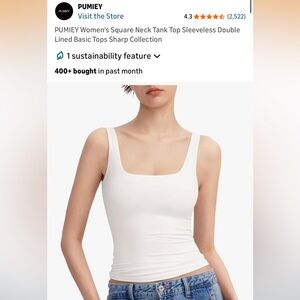 Pumiey Square Neck White Women's Tank Top